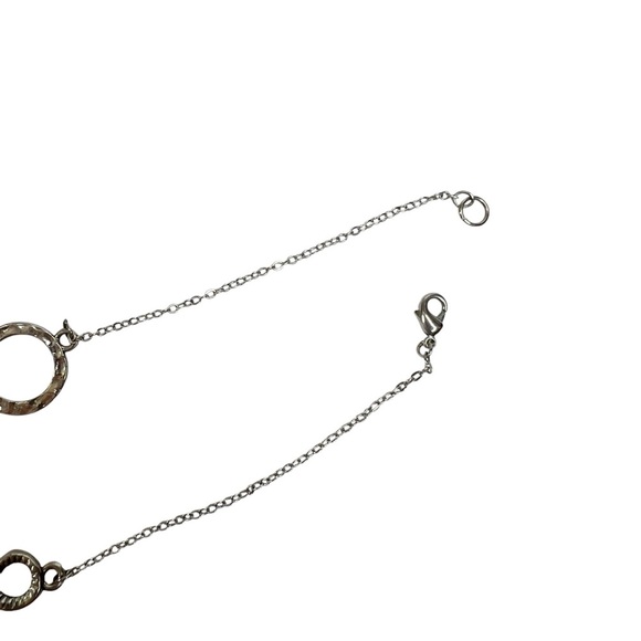 Silver Tone Textured Round Satellite Rhinestone Long Chain Necklace - Picture 10 of 10